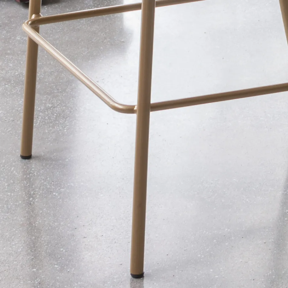 Stool with Metal Base and Faux Leather Seat Made in Italy - Ivy Viadurini