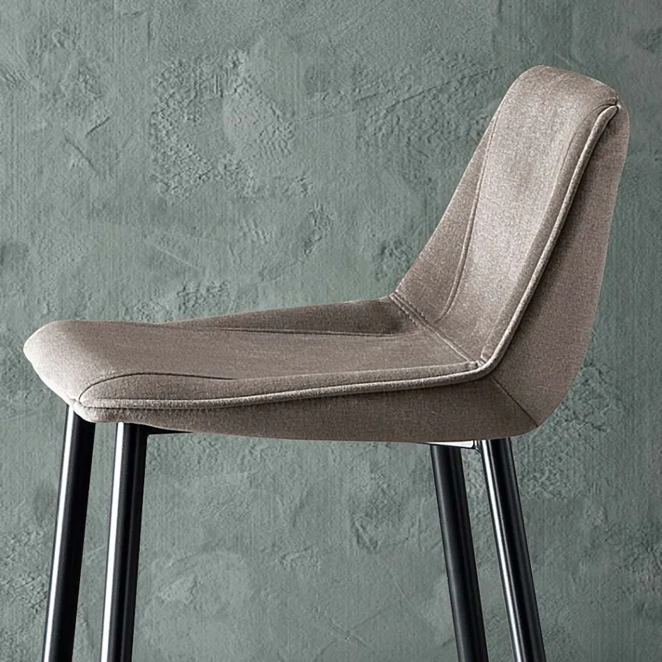 Stool with Metal Legs and Monocoque Fabric Seat Made in Italy - Hinata Viadurini