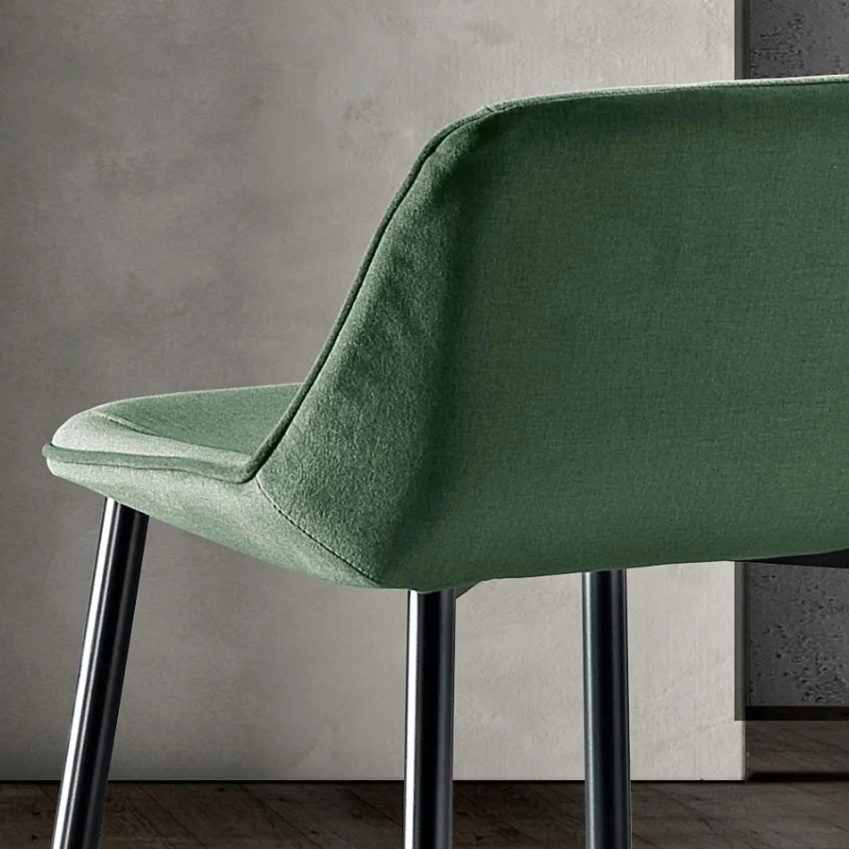 Stool with Metal Legs and Monocoque Fabric Seat Made in Italy - Hinata Viadurini