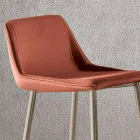 Stool with Metal Legs and Monocoque Fabric Seat Made in Italy - Hinata Viadurini