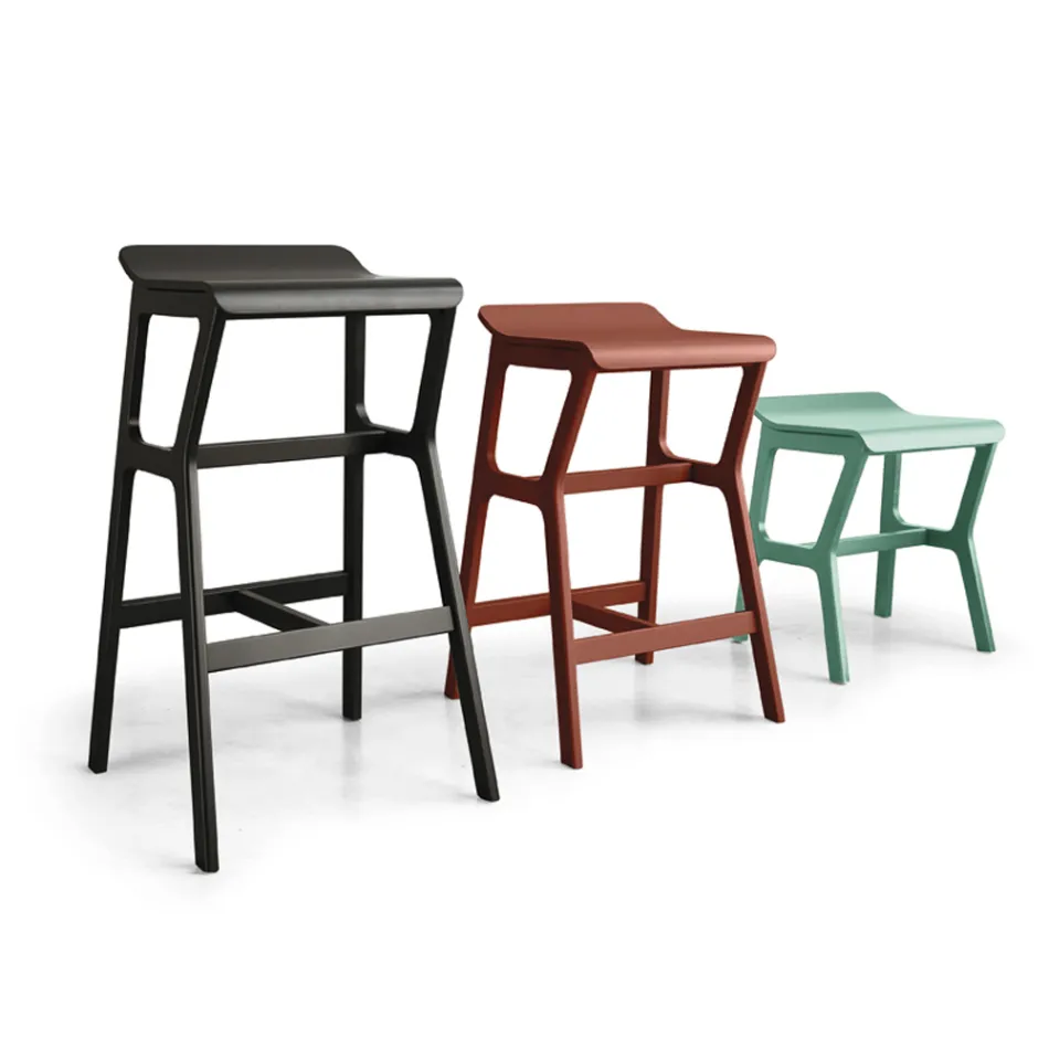 Stool with Solid Beech Wood Structure Made in Italy - Regensburg Viadurini