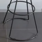 Stool with Black Metal Structure and Black Eco-Leather Seat - Miscia Viadurini