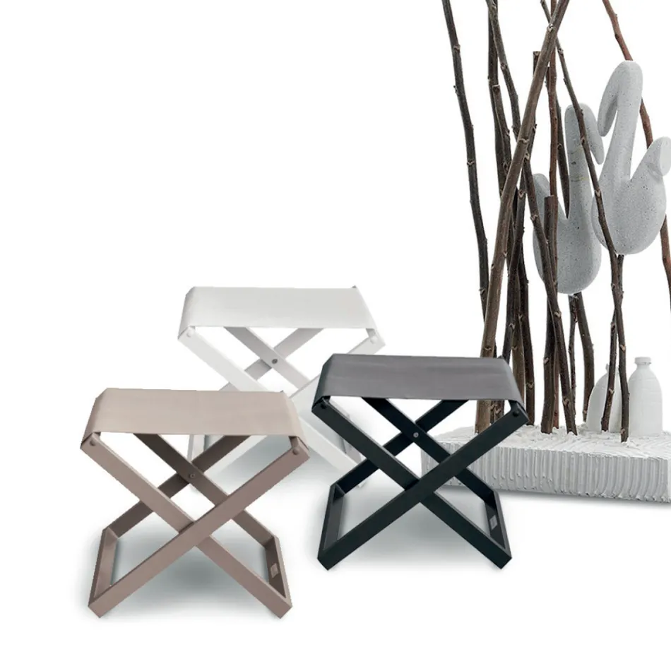 Outdoor Stool in Painted Aluminium and Textilene - Edward Viadurini