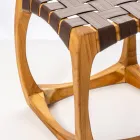 Designer Bathroom Stool Made of Teak with Woven Seat - Yucca Viadurini