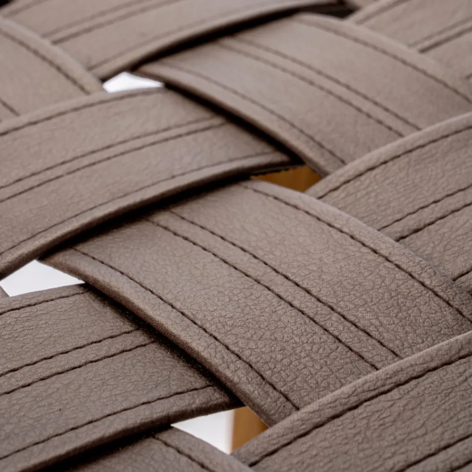 Designer Bathroom Stool Made of Teak with Woven Seat - Yucca Viadurini