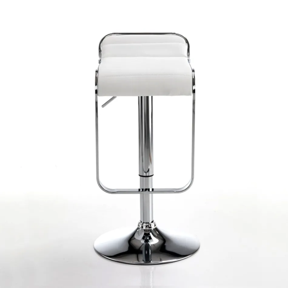 Bar Stool in Synthetic Leather and Metal - Berchelio Viadurini