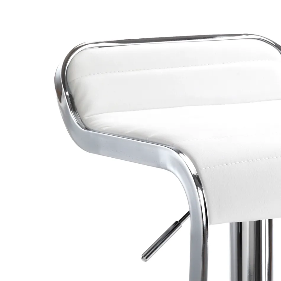 Bar Stool in Synthetic Leather and Metal - Berchelio Viadurini