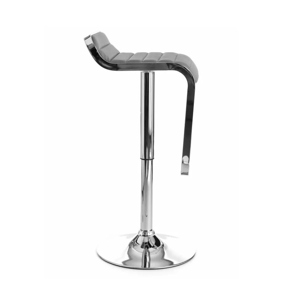 Bar Stool in Synthetic Leather and Metal - Berchelio Viadurini