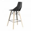 Indoor Bar Stool in Wood and Plastic Various Colours - Faz Wood by Vondom