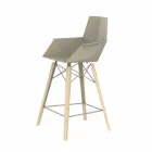 Kitchen Stool with Armrests in Wood and Plastic - Faz Wood by Vondom Viadurini