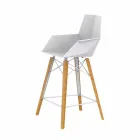Kitchen Stool with Armrests in Wood and Plastic - Faz Wood by Vondom Viadurini