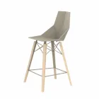 Design Kitchen Stool in Wood and Plastic Various Colours - Faz Wood by Vondom Viadurini