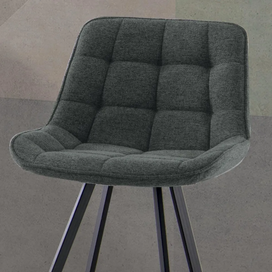 Upholstered Kitchen Stool with Metal Structure 2 Pieces - Raggia Viadurini