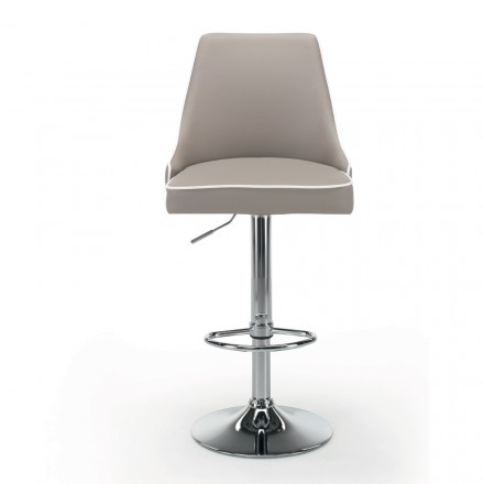 Kitchen Stool in Eco-Leather and Chromed Steel Made in Italy - Nirvana Viadurini