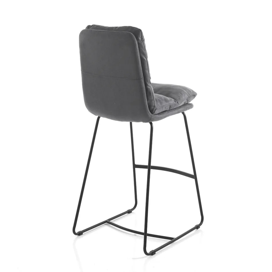 Kitchen Stool in Microfiber Grey Velvet Effect 2 Pieces - Fortaleza Viadurini