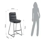 Kitchen Stool in Microfiber Grey Velvet Effect 2 Pieces - Fortaleza Viadurini