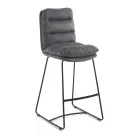 Kitchen Stool in Microfiber Grey Velvet Effect 2 Pieces - Fortaleza Viadurini