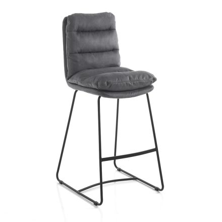 Kitchen Stool in Microfiber Grey Velvet Effect 2 Pieces - Fortaleza Viadurini