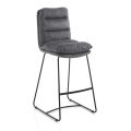 Grey Velvet Effect Microfibre Kitchen Stool 2 Pieces - Fortaleza