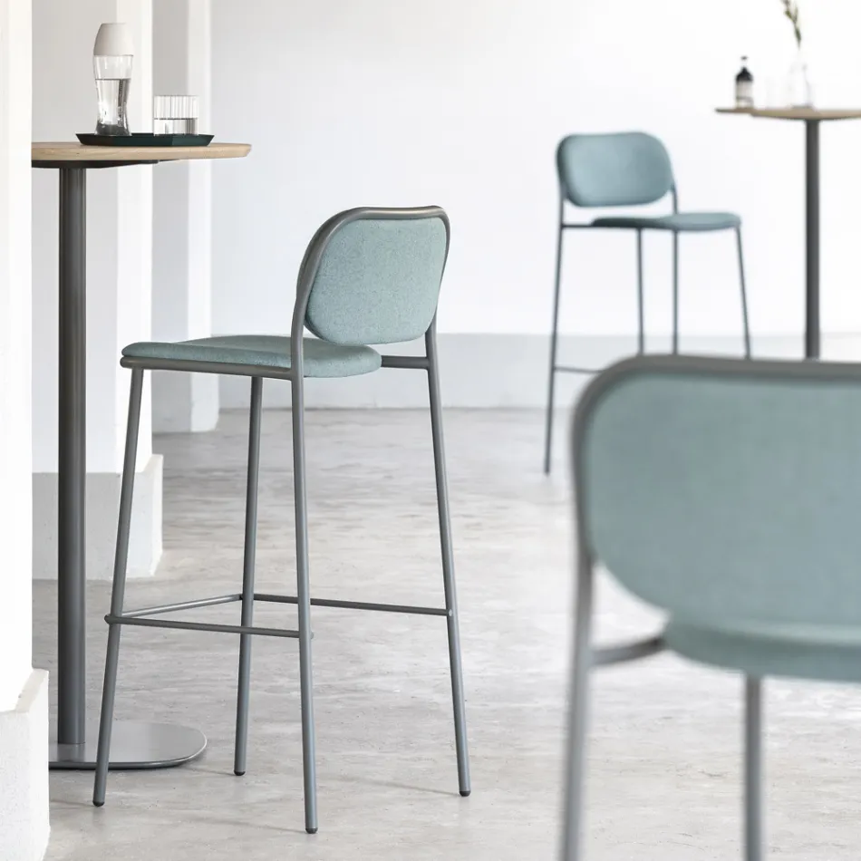 Kitchen Stool in Fabric and Metal Made in Italy 2 Pieces - Sangria Viadurini