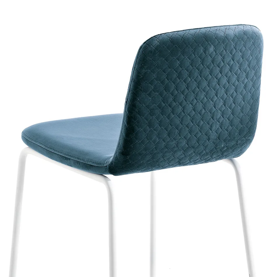 Kitchen Stool in Colored Velvet Modern and Elegant Design - Bizet Viadurini