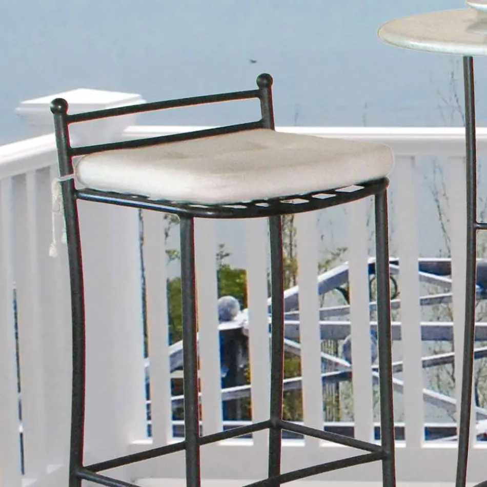 Graphite Iron Outdoor Stool Handcrafted in Italy - Zito Viadurini