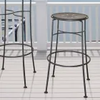 Handmade Iron Garden Stool with Footrest Made in Italy - Sireo Viadurini