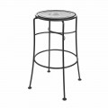 Handmade Iron Garden Stool with Footrest Made in Italy - Sireo