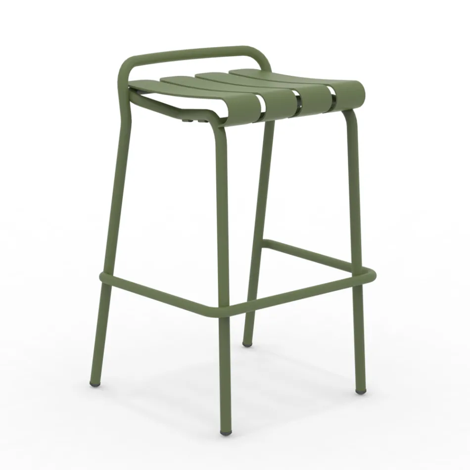 Garden Stool Made Entirely of Aluminium - Resplendent Viadurini