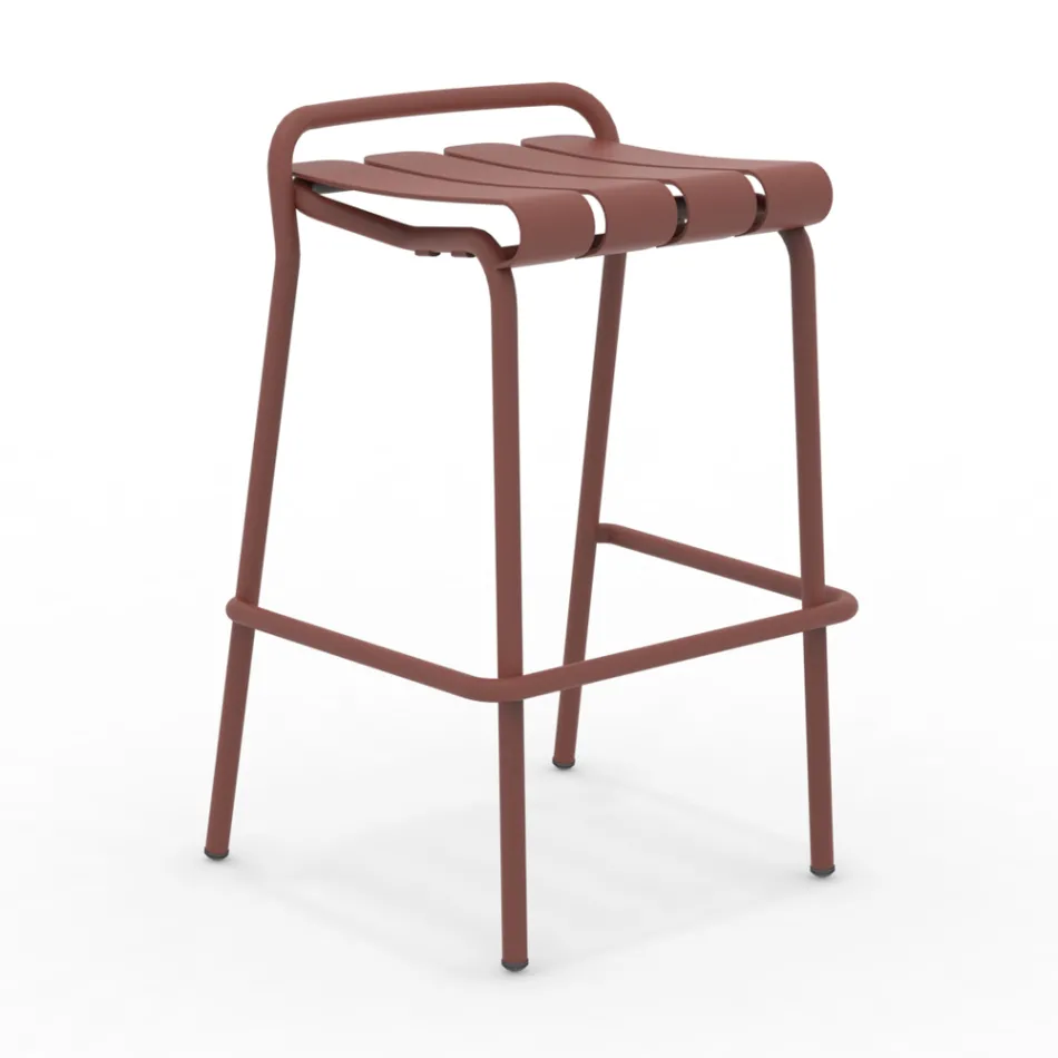 Garden Stool Made Entirely of Aluminium - Resplendent Viadurini