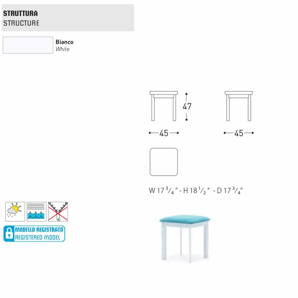 Varaschin System garden stool in upholstered fabric and aluminium Viadurini