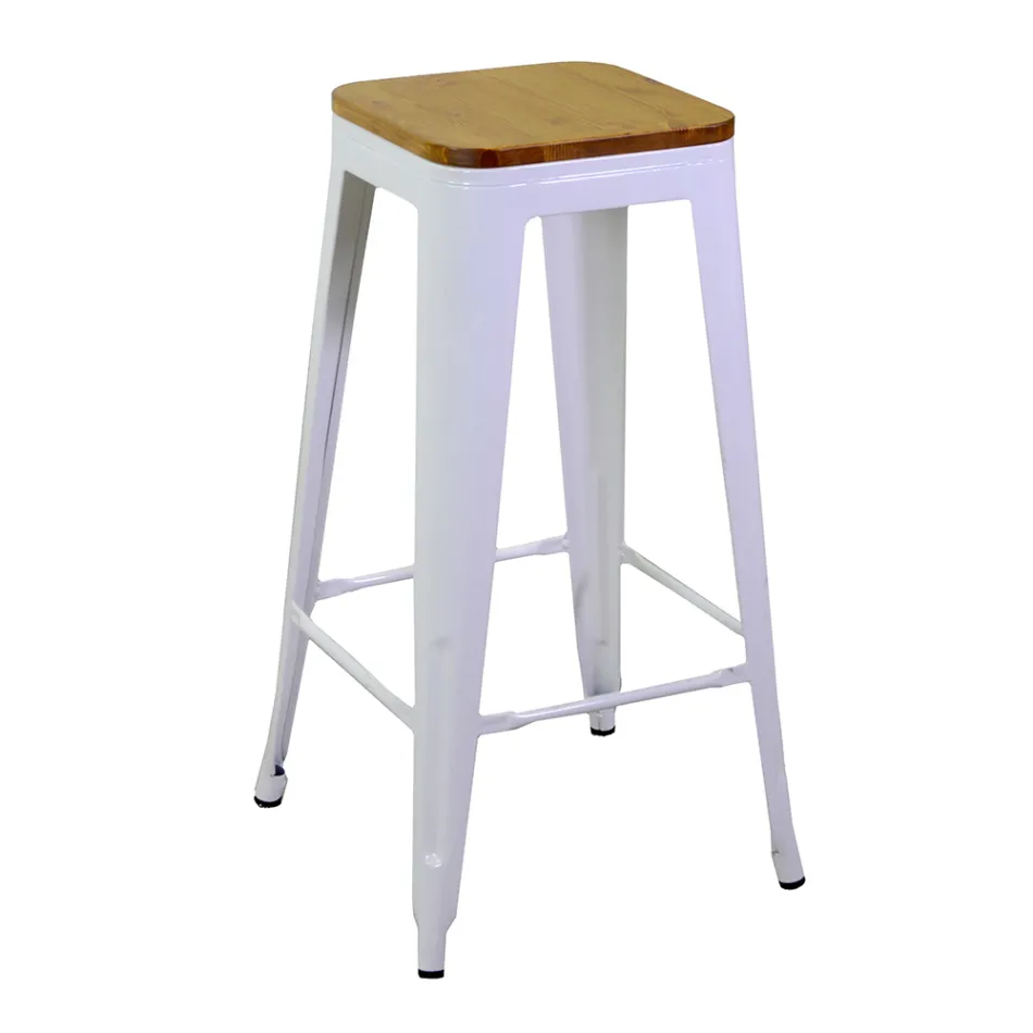 Indoor and Outdoor Iron Stool Height 76 cm - Stationery Viadurini