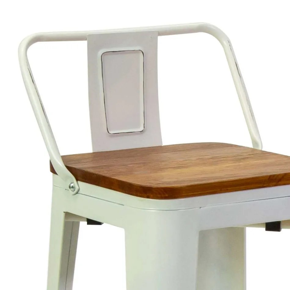 Indoor and Outdoor Stool in Iron and Wood - Stationery Viadurini