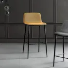 Dining Stool in Vulcano Fabric and Metal Legs Made in Italy - Amane Viadurini