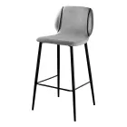 Design Lounge Stool in Fabric with Border and Anthracite Metal - Scarat Viadurini