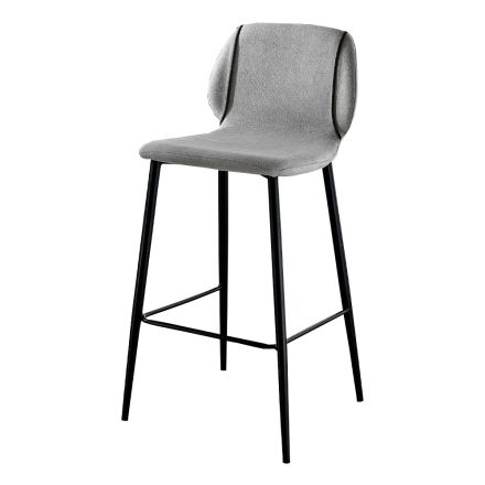 Design Lounge Stool in Fabric with Border and Anthracite Metal - Scarat Viadurini
