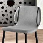 Design Lounge Stool in Fabric with Border and Anthracite Metal - Scarat Viadurini