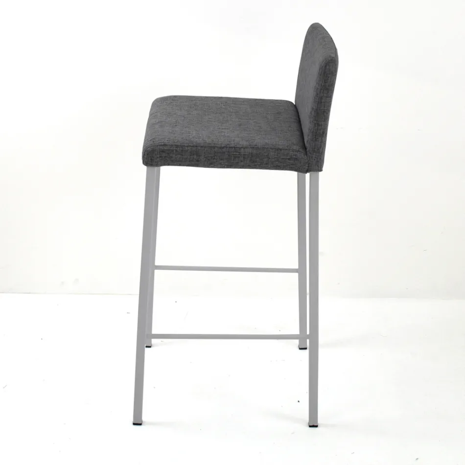 Lounge Stool with Low Backrest Made in Italy - Orietta Viadurini