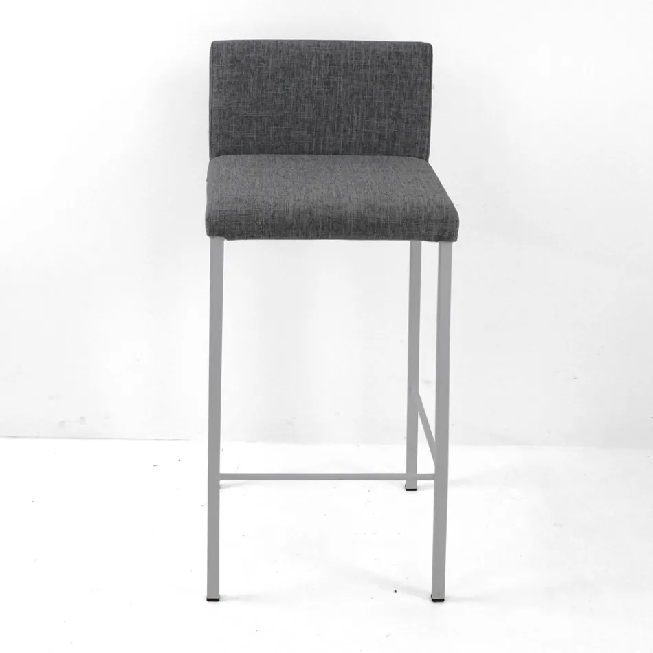 Lounge Stool with Low Backrest Made in Italy - Orietta Viadurini