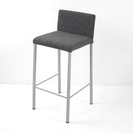 Lounge Stool with Low Backrest Made in Italy - Orietta Viadurini