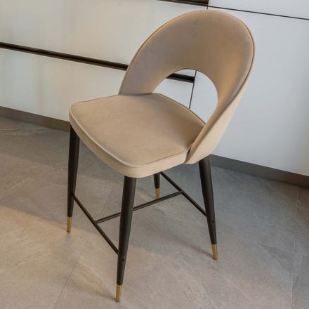 Lounge Stool with Metal Structure and Galvanic Brass Tips - Sergei Viadurini