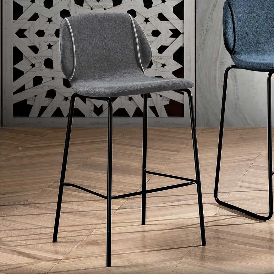 Elegant Modern Design Lounge Stool in Fabric with Border - Scarat Viadurini