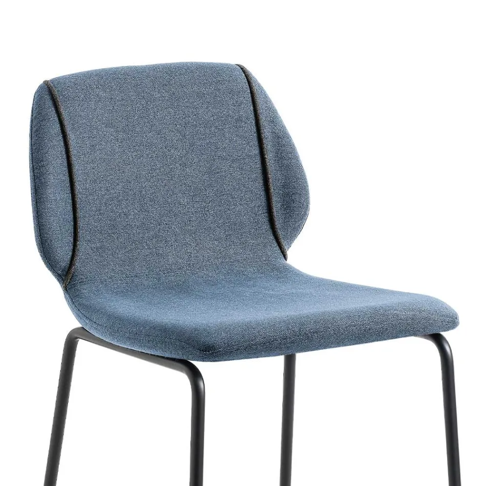 Elegant Modern Design Lounge Stool in Fabric with Border - Scarat Viadurini