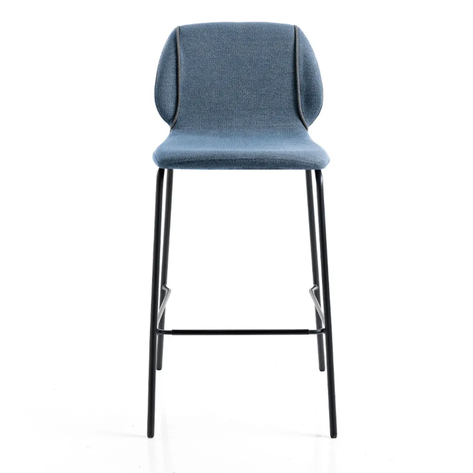 Elegant Modern Design Lounge Stool in Fabric with Border - Scarat Viadurini