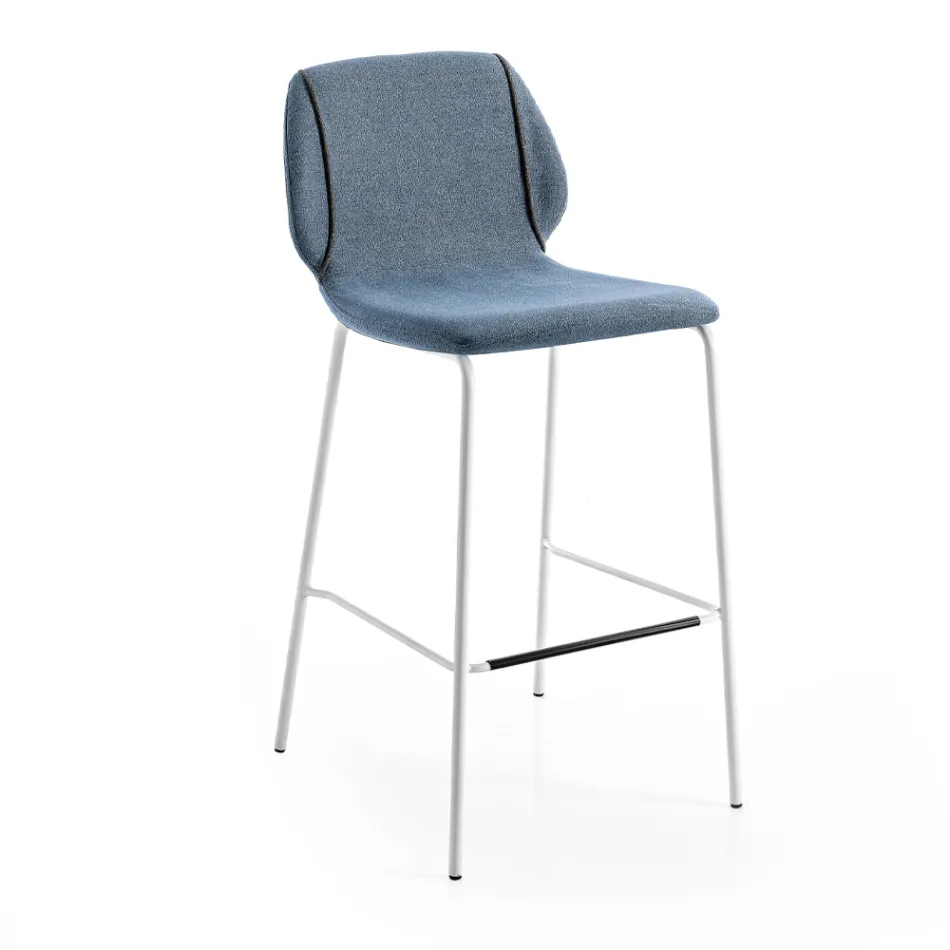 Elegant Modern Design Lounge Stool in Fabric with Border - Scarat Viadurini