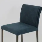 Lounge Stool in Faux Leather and Structure in Nikel Made in Italy - Cleto Viadurini