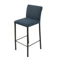 Lounge Stool in Faux Leather and Structure in Nikel Made in Italy - Cleto