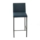 Lounge Stool in Faux Leather and Structure in Nikel Made in Italy - Cleto Viadurini