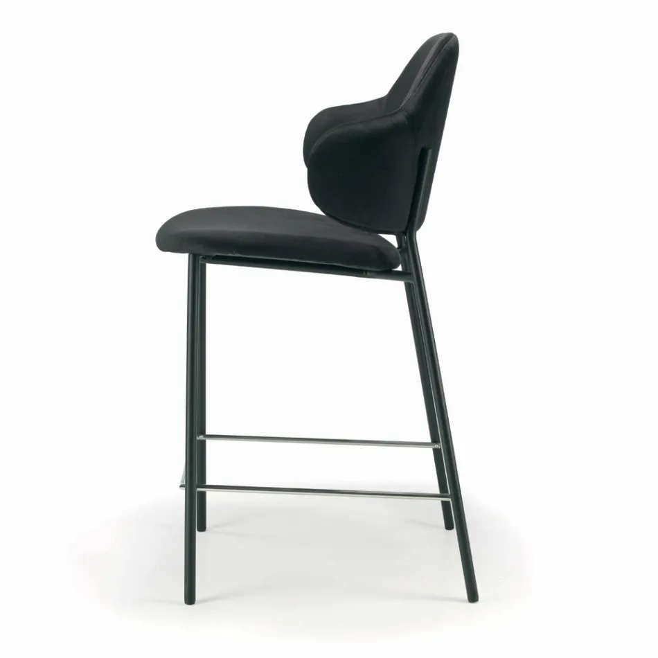 Lounge Stool Made of Steel and Velvet Made in Italy - Rimini Viadurini