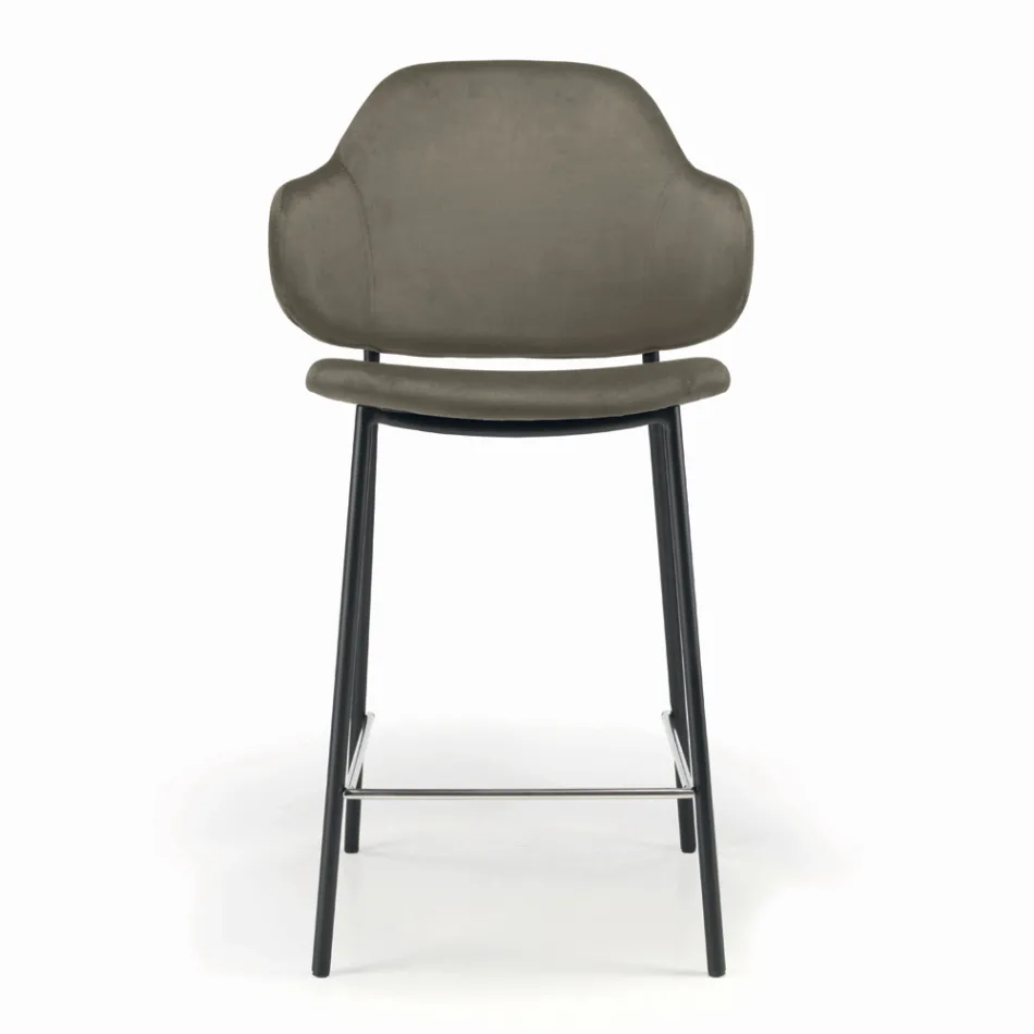 Lounge Stool Made of Steel and Velvet Made in Italy - Rimini Viadurini